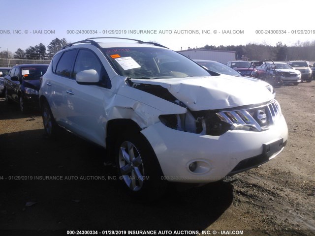 JN8AZ18U79W005203 - 2009 NISSAN MURANO S/SL WHITE photo 1