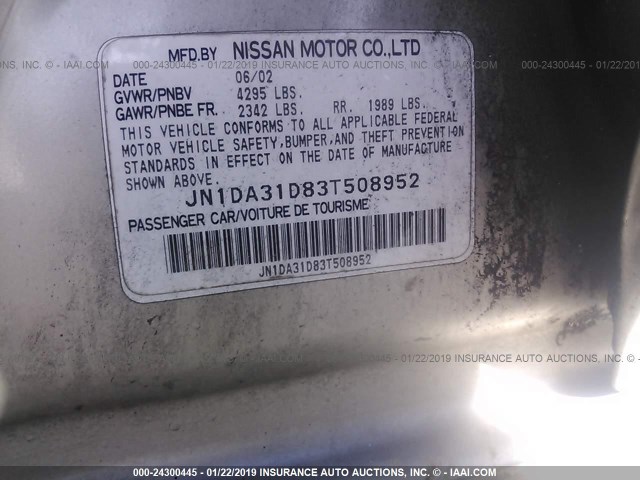 JN1DA31D83T508952 - 2003 NISSAN MAXIMA GLE/GXE/SE GOLD photo 9