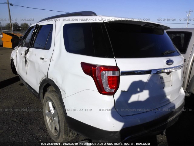 1FM5K8D82GGA47851 - 2016 FORD EXPLORER XLT WHITE photo 3