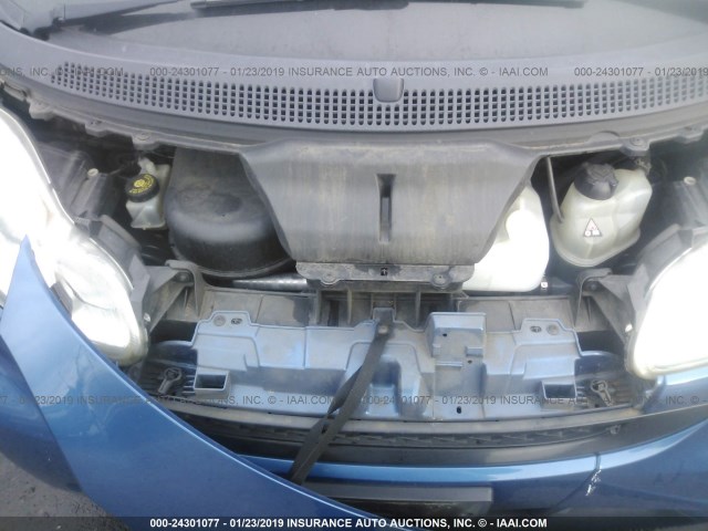WMEEJ31X48K139985 - 2008 SMART FORTWO PURE/PASSION BLUE photo 10