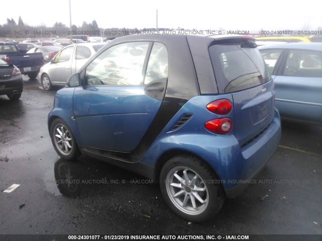 WMEEJ31X48K139985 - 2008 SMART FORTWO PURE/PASSION BLUE photo 3