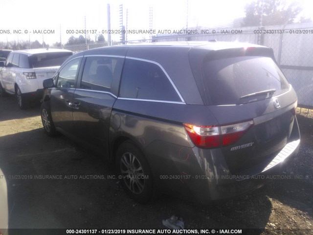 5FNRL5H63CB110468 - 2012 HONDA ODYSSEY EXL GRAY photo 3