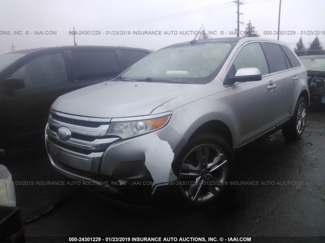 2FMDK4KC1BBB43837 - 2011 FORD EDGE LIMITED SILVER photo 2