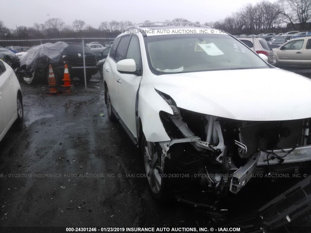 5N1AR2MN7EC617571 - 2014 NISSAN PATHFINDER S/SV/SL/PLATINUM WHITE photo 1