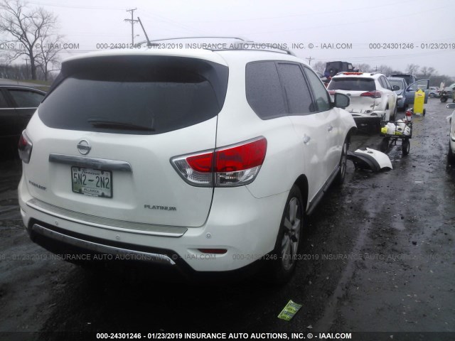 5N1AR2MN7EC617571 - 2014 NISSAN PATHFINDER S/SV/SL/PLATINUM WHITE photo 4