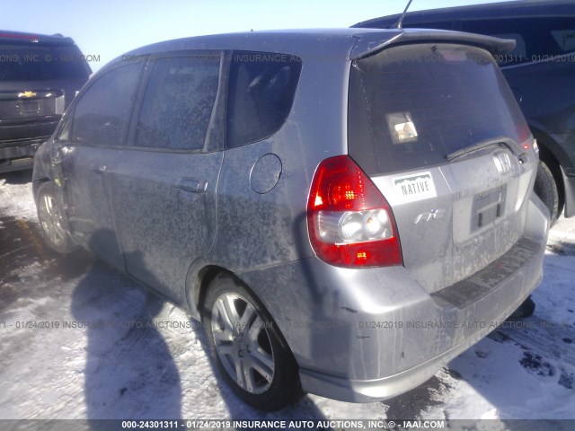 JHMGD38647S031617 - 2007 HONDA FIT S SILVER photo 3