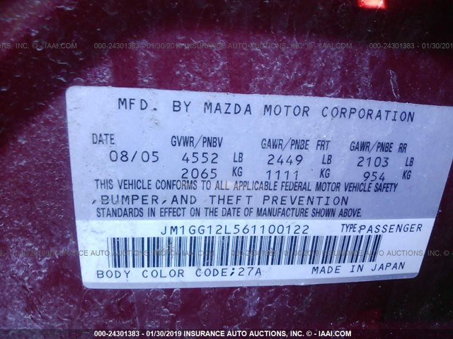 JM1GG12L561100122 - 2006 MAZDA SPEED 6 RED photo 9