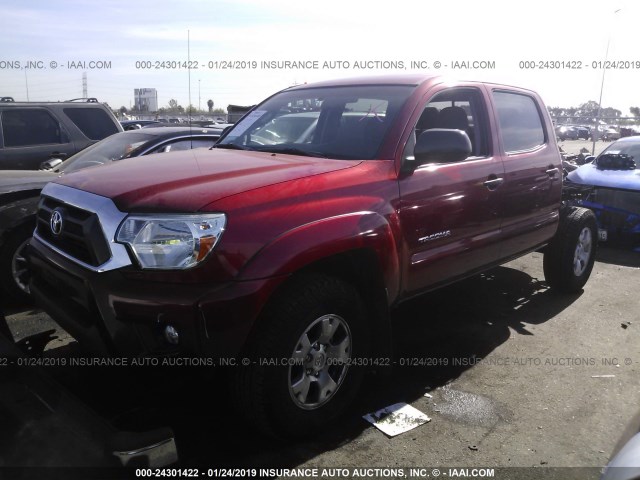 3TMJU4GN1FM176756 - 2015 TOYOTA TACOMA DOUBLE CAB PRERUNNER RED photo 2