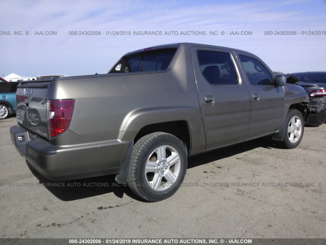 2HJYK16519H500792 - 2009 HONDA RIDGELINE RTL GREEN photo 4