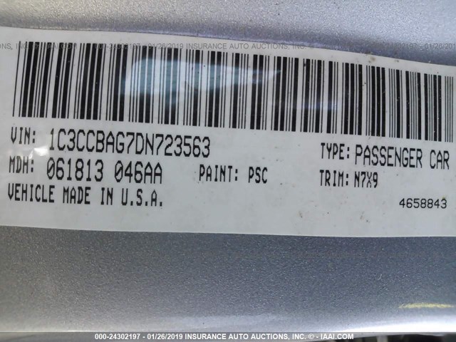 1C3CCBAG7DN723563 - 2013 CHRYSLER 200 LX GRAY photo 9