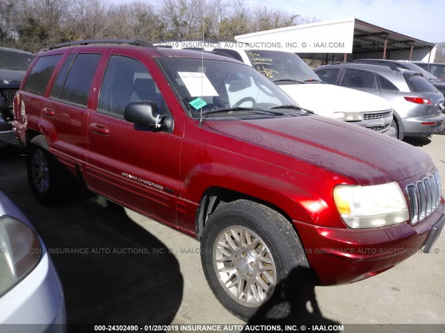 1J4GX58S12C230073 - 2002 JEEP GRAND CHEROKEE LIMITED RED photo 1