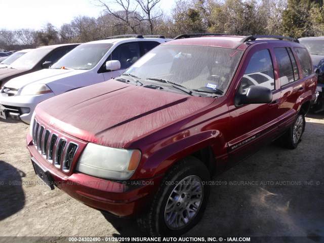 1J4GX58S12C230073 - 2002 JEEP GRAND CHEROKEE LIMITED RED photo 2