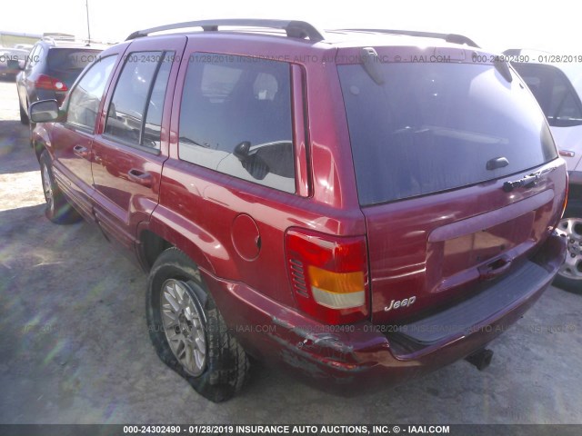 1J4GX58S12C230073 - 2002 JEEP GRAND CHEROKEE LIMITED RED photo 3