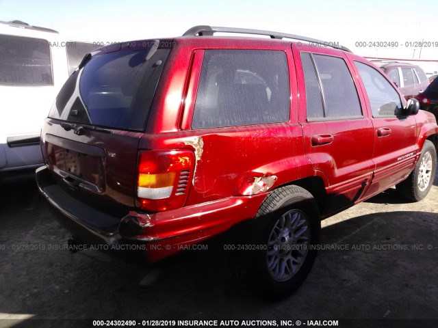 1J4GX58S12C230073 - 2002 JEEP GRAND CHEROKEE LIMITED RED photo 4
