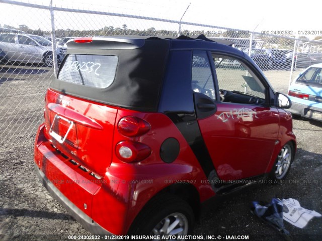 WMEEK31X99K226702 - 2009 SMART FORTWO PASSION RED photo 4