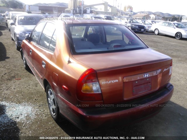 KMHCG45G8YU032202 - 2000 HYUNDAI ACCENT GL RED photo 3