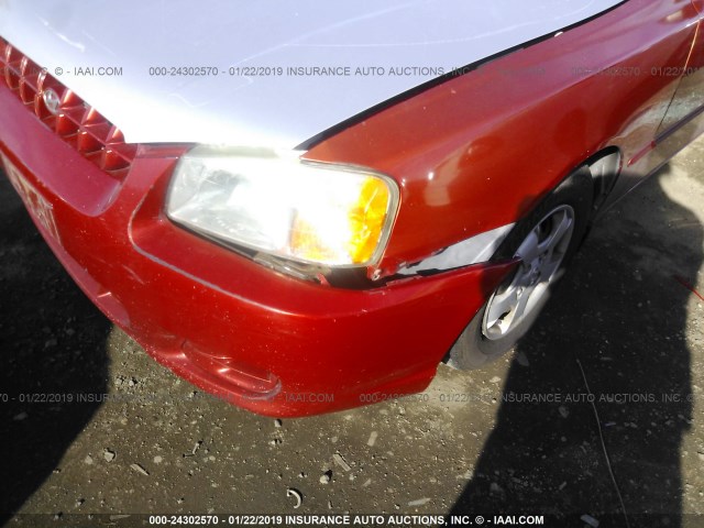 KMHCG45G8YU032202 - 2000 HYUNDAI ACCENT GL RED photo 6