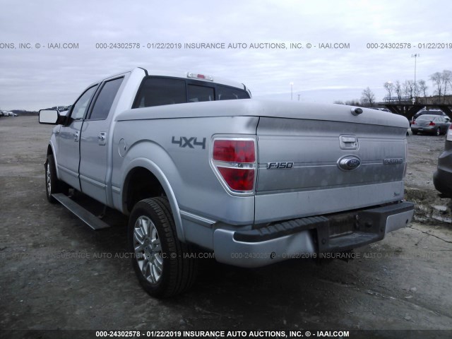 1FTFW1EV6AFD53666 - 2010 FORD F150 SUPERCREW SILVER photo 3