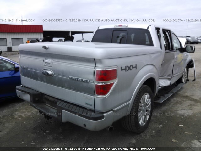 1FTFW1EV6AFD53666 - 2010 FORD F150 SUPERCREW SILVER photo 4