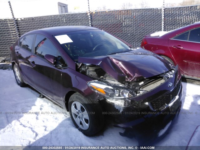 3KPFL4A70HE033121 - 2017 KIA FORTE LX/S MAROON photo 1