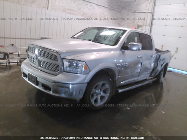 1C6RR7VT1FS711249 - 2015 RAM 1500 LARAMIE SILVER photo 2