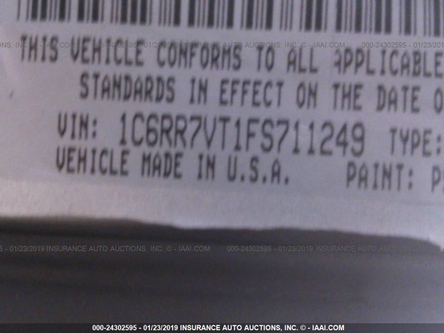 1C6RR7VT1FS711249 - 2015 RAM 1500 LARAMIE SILVER photo 9