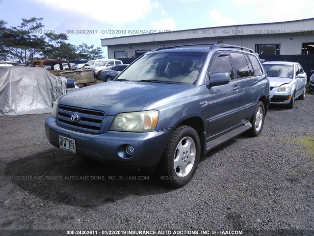 JTEEP21A550080449 - 2005 TOYOTA HIGHLANDER LIMITED BLUE photo 2