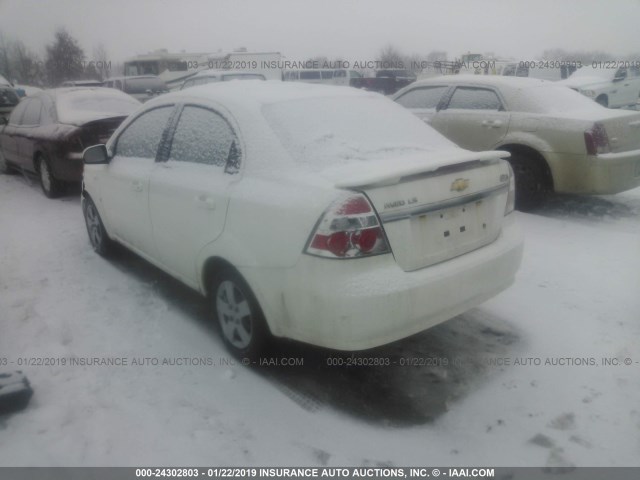 KL1TD56687B051293 - 2007 CHEVROLET AVEO LS WHITE photo 3