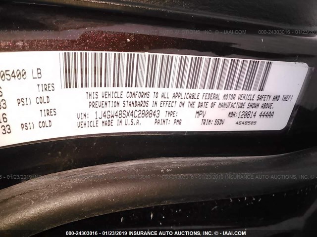 1J4GW48SX4C280843 - 2004 JEEP GRAND CHEROKEE LAREDO/COLUMBIA/FREEDOM 黑色 照片 9