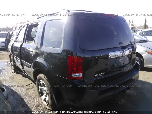 5FNYF3H29EB012021 - 2014 HONDA PILOT LX BLACK photo 3