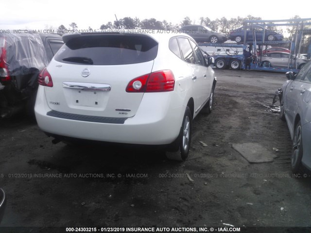 JN8AS5MVXDW622470 - 2013 NISSAN ROGUE S/SV WHITE photo 4