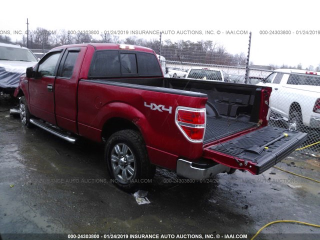 1FTEX1E84AFB75078 - 2010 FORD F150 SUPER CAB MAROON photo 3