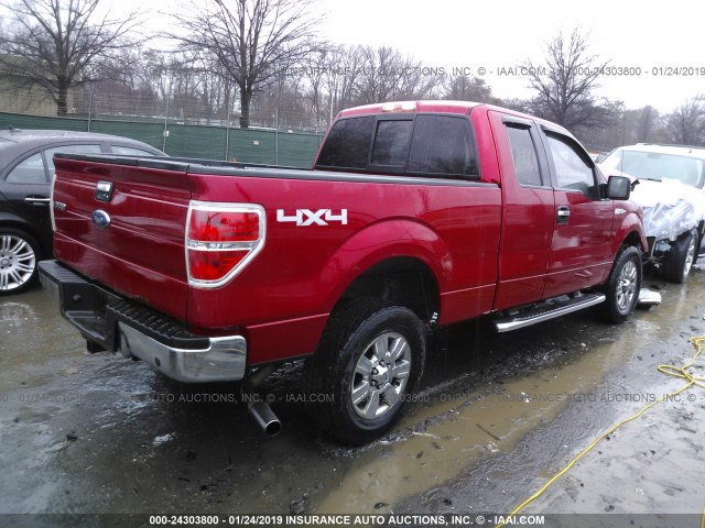 1FTEX1E84AFB75078 - 2010 FORD F150 SUPER CAB MAROON photo 4