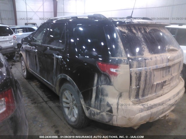 1FMHK8D82CGA48845 - 2012 FORD EXPLORER XLT BLACK photo 3