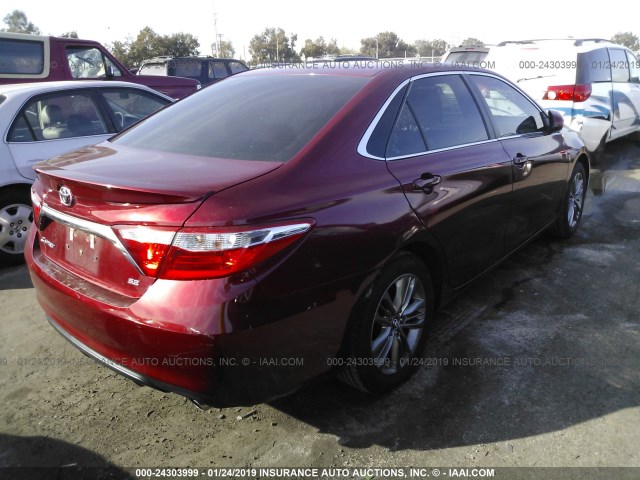 4T1BF1FK2GU585572 - 2016 TOYOTA CAMRY LE/XLE/SE/XSE RED photo 4