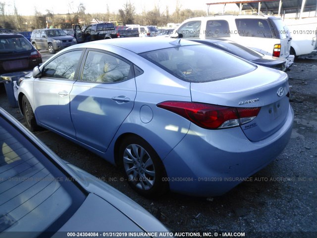 KMHDH4AE6CU464253 - 2012 HYUNDAI ELANTRA GLS/LIMITED Light Blue photo 3