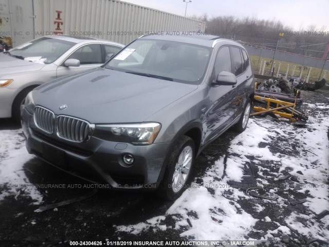 5UXWX9C50F0D50028 - 2015 BMW X3 GRAY photo 2