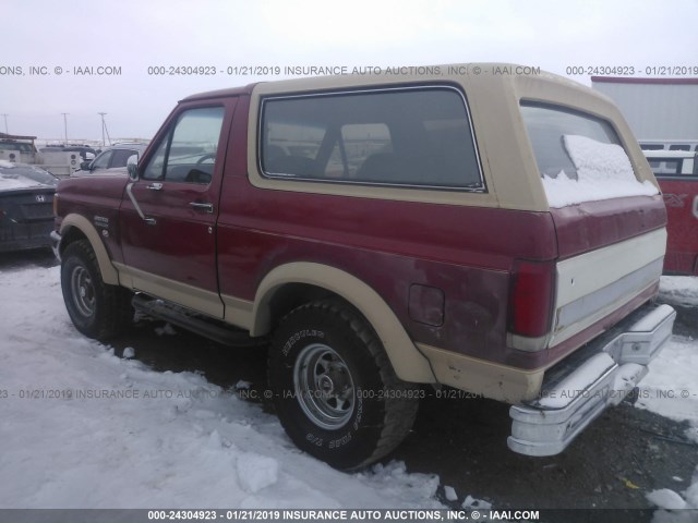 1FMEU15N4LLA21064 - 1990 FORD BRONCO U100 RED photo 3