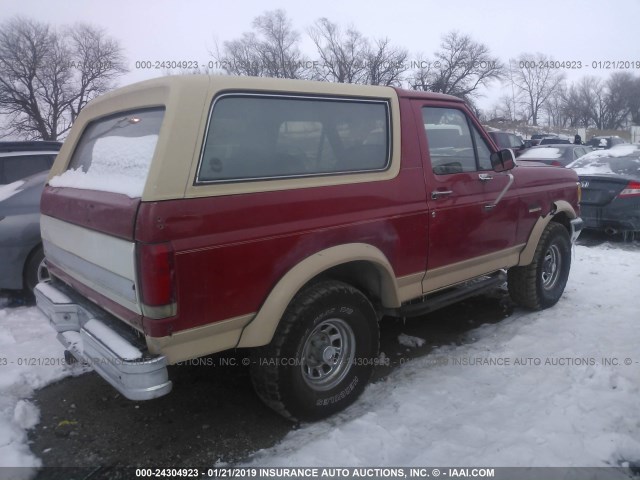 1FMEU15N4LLA21064 - 1990 FORD BRONCO U100 RED photo 4