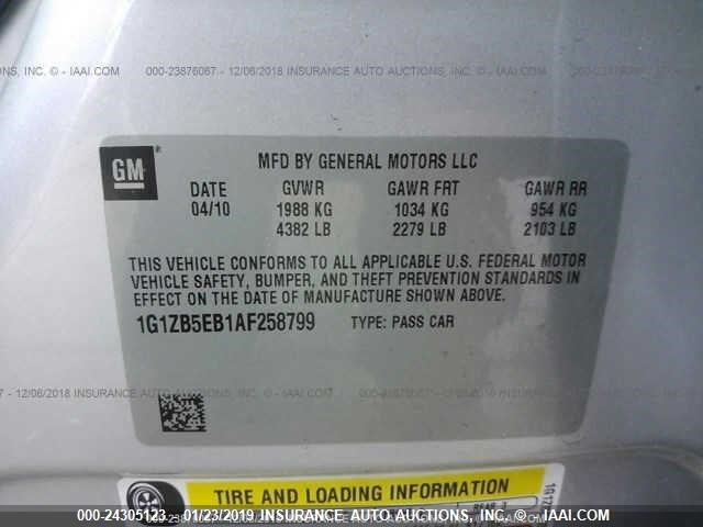 1G1ZB5EB1AF258799 - 2010 CHEVROLET MALIBU LS SILVER photo 8