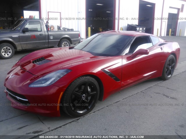 1G1YA2D76E5113005 - 2014 CHEVROLET CORVETTE STINGRAY/1LT RED photo 2