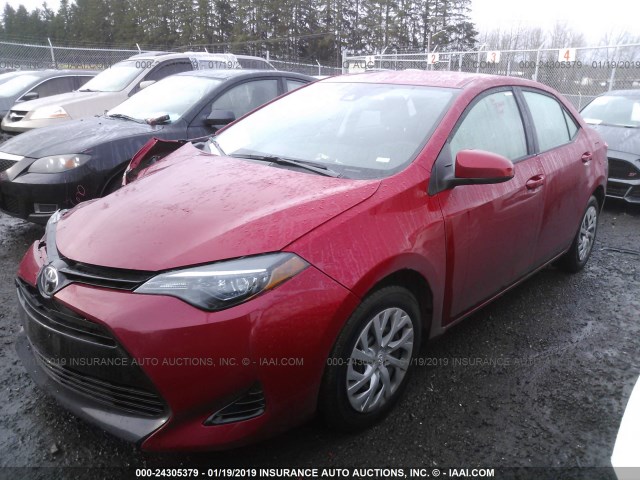 2T1BURHE9JC123286 - 2018 TOYOTA COROLLA L/LE/XLE/SE/XSE RED photo 2