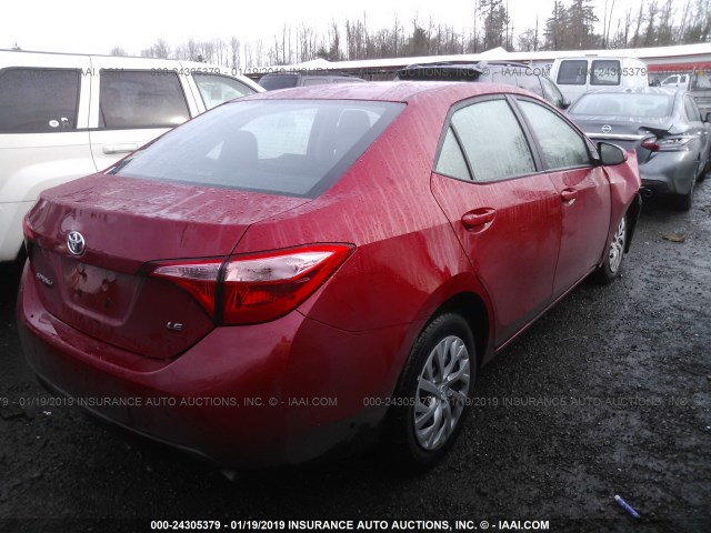 2T1BURHE9JC123286 - 2018 TOYOTA COROLLA L/LE/XLE/SE/XSE RED photo 4