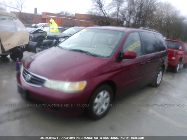 5FNRL18004B075474 - 2004 HONDA ODYSSEY EXL RED photo 2