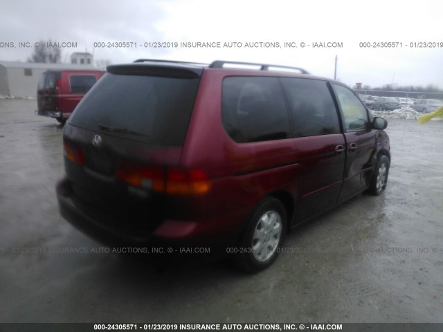 5FNRL18004B075474 - 2004 HONDA ODYSSEY EXL RED photo 4