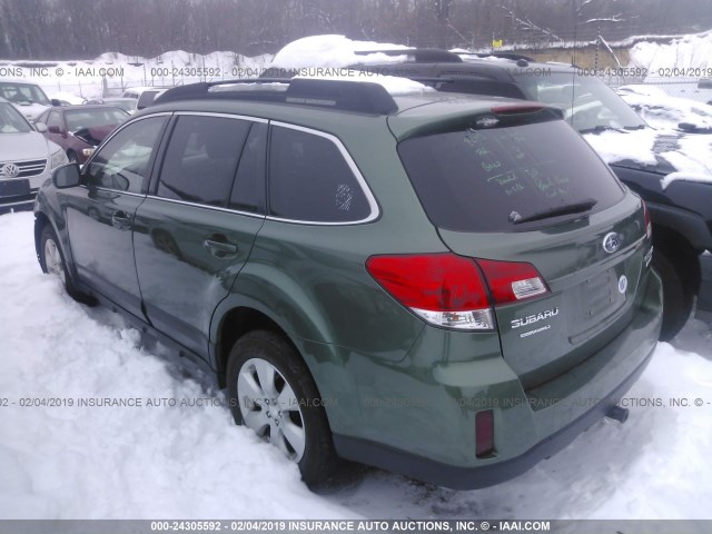 4S4BRBCC5B3389151 - 2011 SUBARU OUTBACK 2.5I PREMIUM GREEN photo 3