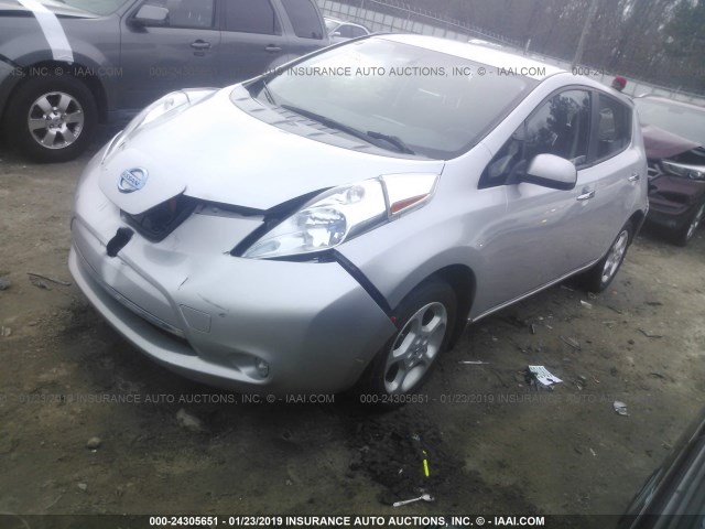 1N4AZ0CP9EC340522 - 2014 NISSAN LEAF S/SV/SL SILVER photo 2