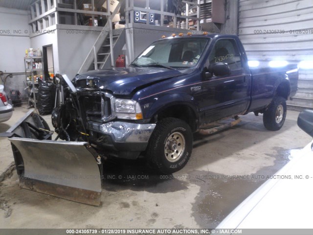 1FTSF31S23EB74734 - 2003 FORD F350 SRW SUPER DUTY BLUE photo 2