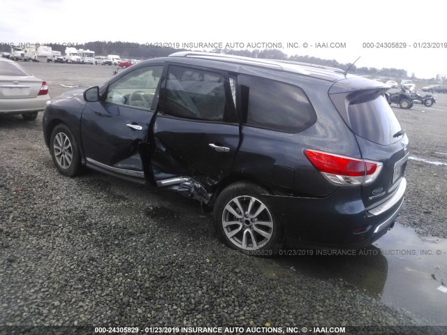 5N1AR2MN8FC674055 - 2015 NISSAN PATHFINDER S/SV/SL/PLATINUM BLUE photo 3