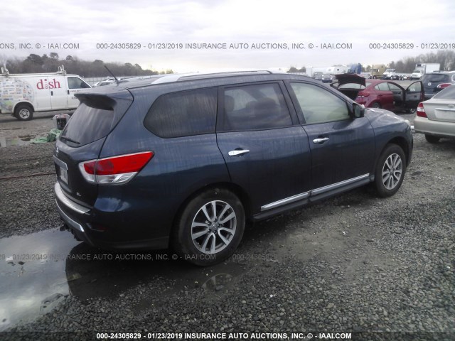 5N1AR2MN8FC674055 - 2015 NISSAN PATHFINDER S/SV/SL/PLATINUM BLUE photo 4